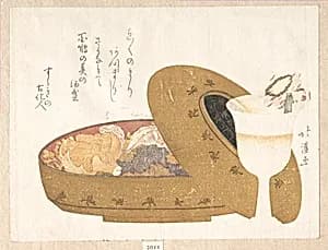 Wine Goblet and Lacquer Food Box with New Year’s Meal by Totoya Hokkei