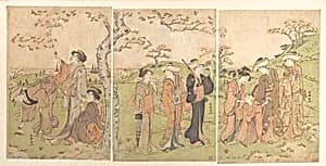 Women and Children Viewing the Cherry Blossoms at Gotenyama by Katsukawa Shunchō