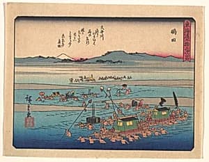 東海道五十三次之内　嶋田 by Utagawa Hiroshige