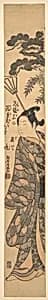 A Tall Young Man Carrying a Bamboo Rake Over His Left Shoulder by Torii Kiyomitsu