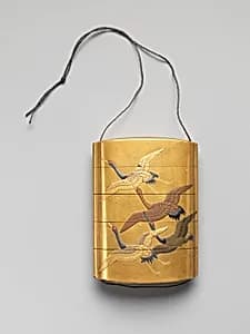 Case (Inrō) with Design of Seven Cranes in Flight by Unknown Artist