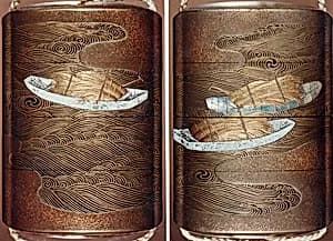 Case (Inrō) with Design of Sheaves of Rice in Boats by Koma School