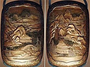 Case (Inrō) with Design of Chinese-Style Landscape by Unknown Artist