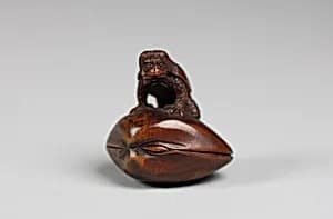 Netsuke of a Kappa on a Clamshell by Unknown Artist