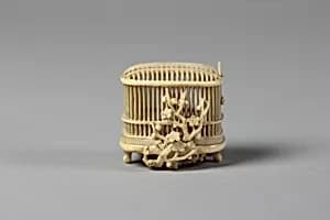 Netsuke of Bird Cage by Unknown Artist