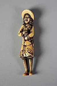 Netsuke of Dutchman Holding a Cock in His Arms by Unknown Artist