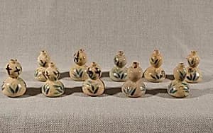 Set of Ten Gourd-Shaped Vessels with Reed Design by Unknown Artist