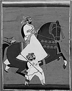 Raja on Horseback Accompanied by His Favorite Attendants by Unknown Artist
