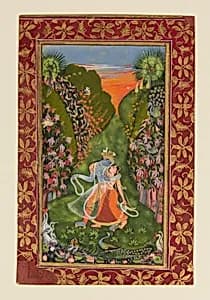 Radha and Krishna Walk in a Flowering Grove
 (recto); Krishna Fluting (verso) by The Kota Master