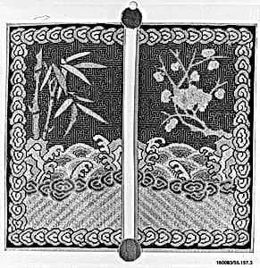 Rank Badge with Bamboo, Cherry Sprays and Waves by Unknown Artist