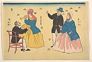 English and Russian Couples by Utagawa Yoshitora