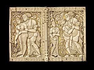 Two box panels with mithuna couples by Unknown Artist