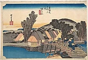 東海道五十三次之内　保土ヶ谷　新町橋|Hodogaya Station and Shinkame Bridge by Utagawa Hiroshige
