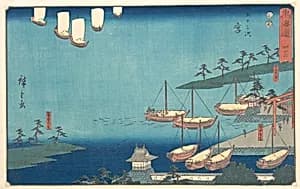 東海道五十三次　宮　七里の渡し　熱田鳥居　寝覚の里|Miya by Utagawa Hiroshige