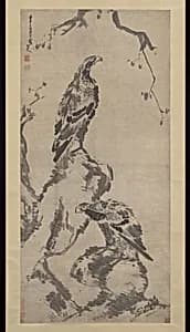 清 朱耷 (八大山人) 二鷹圖 軸|Two eagles