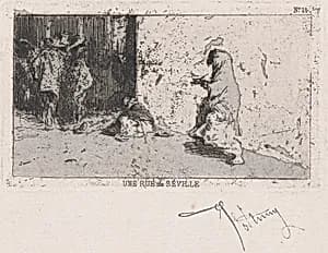 A street in Seville with figures by Mariano Fortuny, 1838–1874
