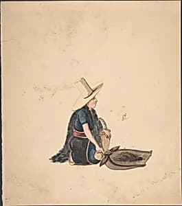 A Woman Kneeling Selling Produce