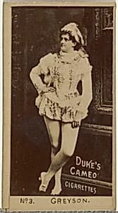 Card Number 3, Greyson, from the Actors and Actresses series (N145-4) issued by Duke Sons & Co. to promote Cameo Cigarettes by W. Duke, Sons & Co.