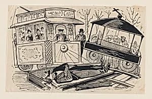 Collision between a trolley and a hearse by José Guadalupe Posada