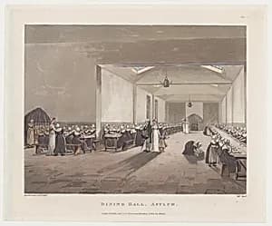 Dining Hall, Asylum by Rudolph Ackermann, London|Auguste Charles Pugin|Thomas Rowlandson|John Hill