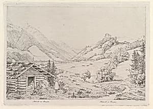 Farming scene, "Mittersill im Pinzgau" by Johann Christoph Erhard|C. Viehbeck