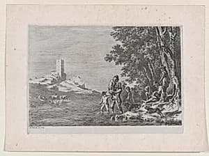 Figures Crossing a River by Johann Georg Primavesi|Jean Jacques de Boissieu
