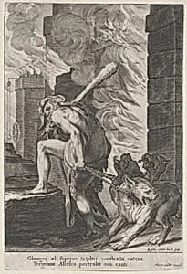 Hercules and Cerberus by Marcus Sadeler|Aegidius Sadeler II