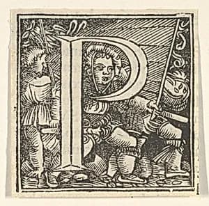 Initial letter P with children by Heinrich Vogtherr the Elder