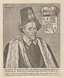 James VI, King of Scotland by Pieter de Jode I|James I, King of England, Scotland and Ireland