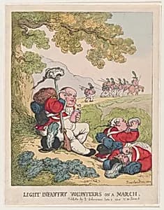 Ligit Infantry Volunteers on a March by Rudolph Ackermann, London|Thomas Rowlandson
