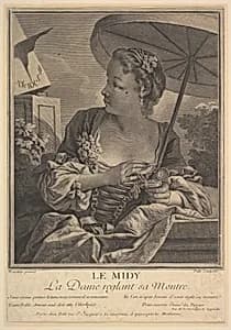 Midday. A Lady Setting Her Watch