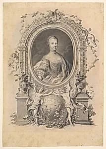 Portrait of Queen Marie-Antoinette in an ornamental frame by Johann Esaias Nilson