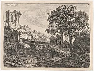 Ruin at the Entrance of a Town by Anthonie Waterloo