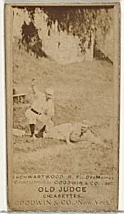 Schwartwood, Right Field, Des Moines Prohibitionists, from the Old Judge series (N172) for Old Judge Cigarettes by Goodwin & Company