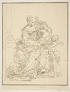 Seated woman with a putto by Simone Cantarini|John Boydell