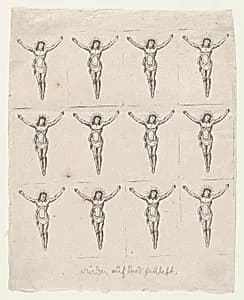 Sheet of Twelve Crucified Christs by Anonymous, German, 19th century