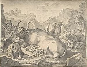Sheperd with his Flock and a Dog