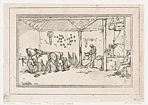 Shoeing: The Village Forge (A Farrier's Shop) by Thomas Rowlandson|John Harris