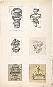 Six Designs for Hanging Shelves by Anonymous, French, 19th century