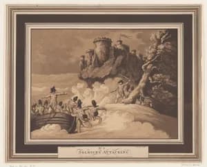Soldiers Attacking by Heinrich Joseph Schütz|Thomas Rowlandson|Rudolph Ackermann, London