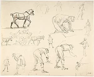 Studies of Soldiers and Cart Horses