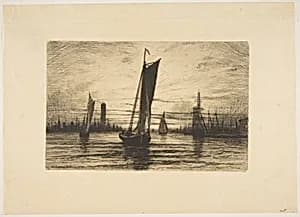 Sunset on the East River by Henry Farrer