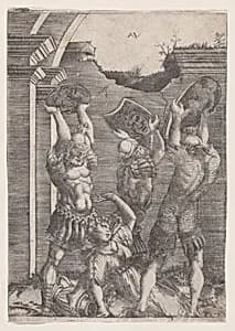 Tarpeia Crushed by the Sabines by Agostino Veneziano (Agostino dei Musi)