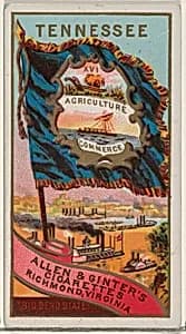 Tennessee, from Flags of the States and Territories (N11) for Allen & Ginter Cigarettes Brands by Allen & Ginter