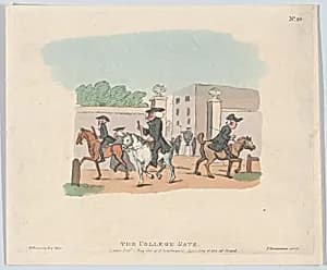 The College Gate by Rudolph Ackermann, London|Henry William Bunbury|Thomas Rowlandson