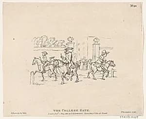The College Gate by Rudolph Ackermann, London|Henry William Bunbury|Thomas Rowlandson