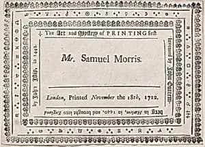Trade Card for Mr. Samuel Morris by Anonymous, British, 18th century