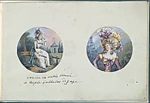 Two Costume Designs or Portrait Types by Anonymous, French, 18th century|Antoine Caire-Morand|Anonymous, French, 19th century