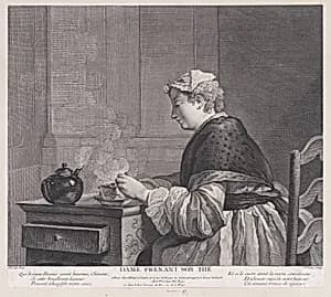 Woman Having Tea by Jacques Philippe Le Bas|Jean Siméon Chardin|Pierre Filloeul