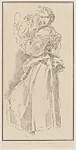 Woman standing holding a mirror by John Boydell|Giuseppe Canale